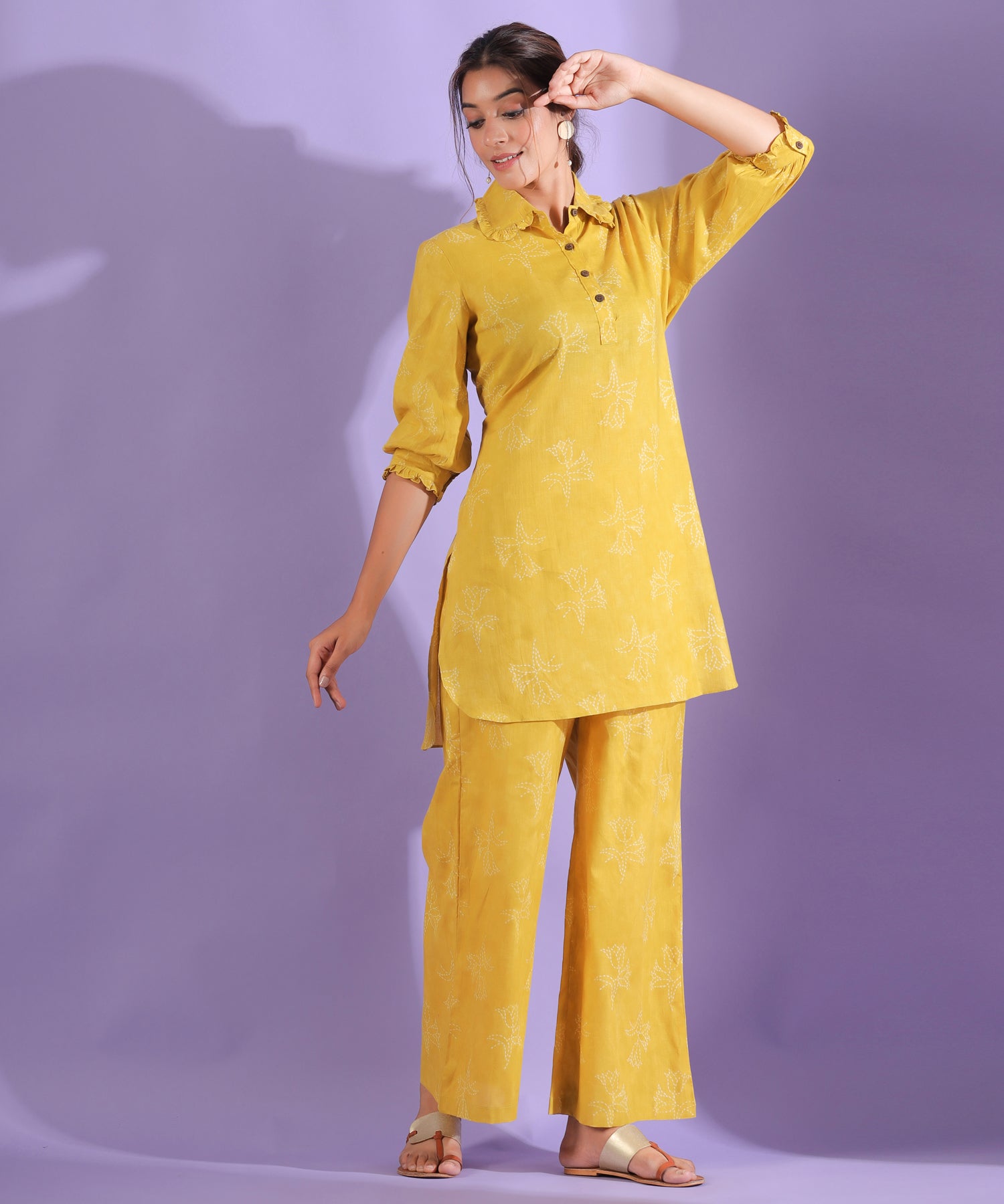 Rosey Embry on Yellow Palazzo Loungewear Set