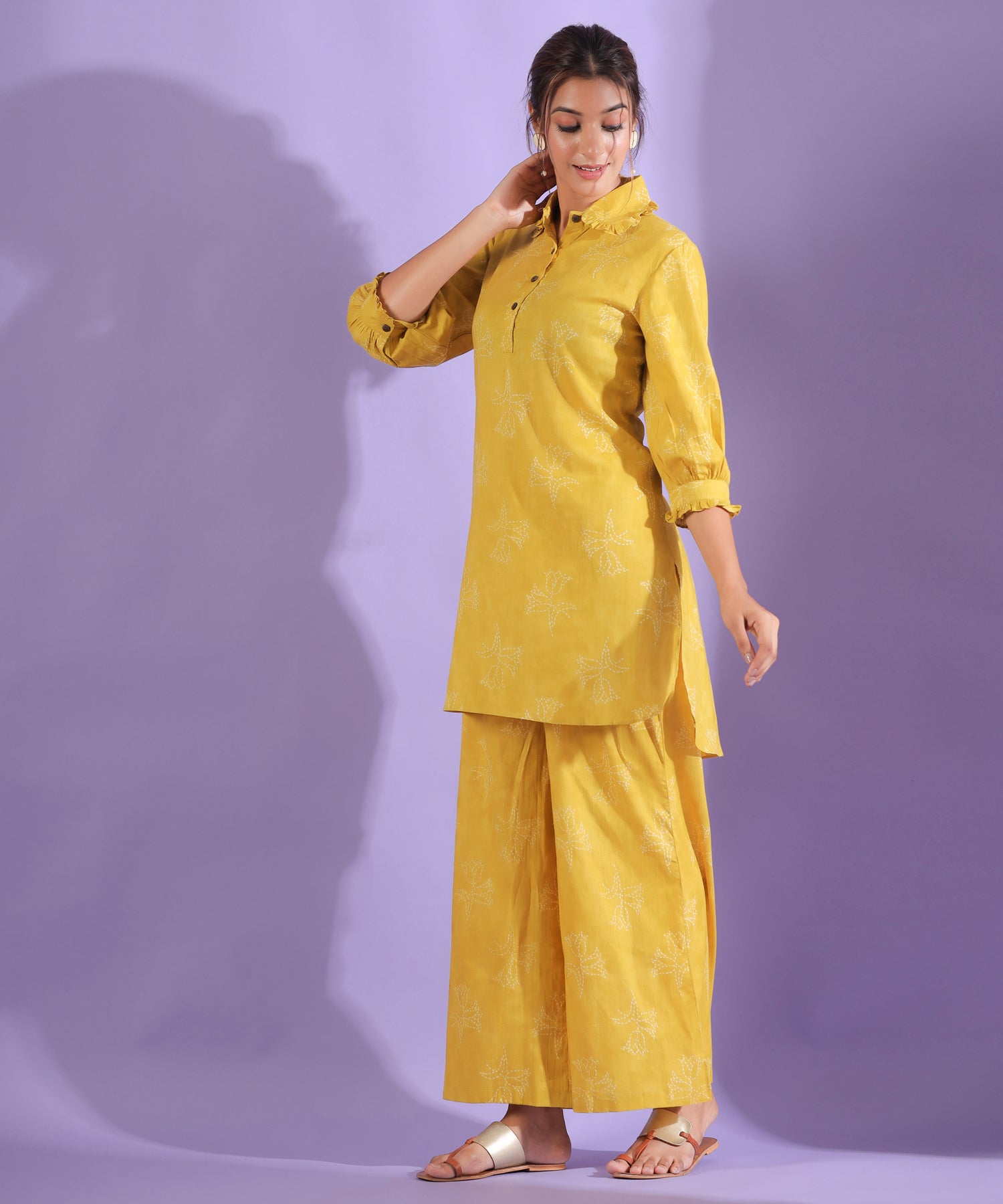 Rosey Embry on Yellow Palazzo Loungewear Set