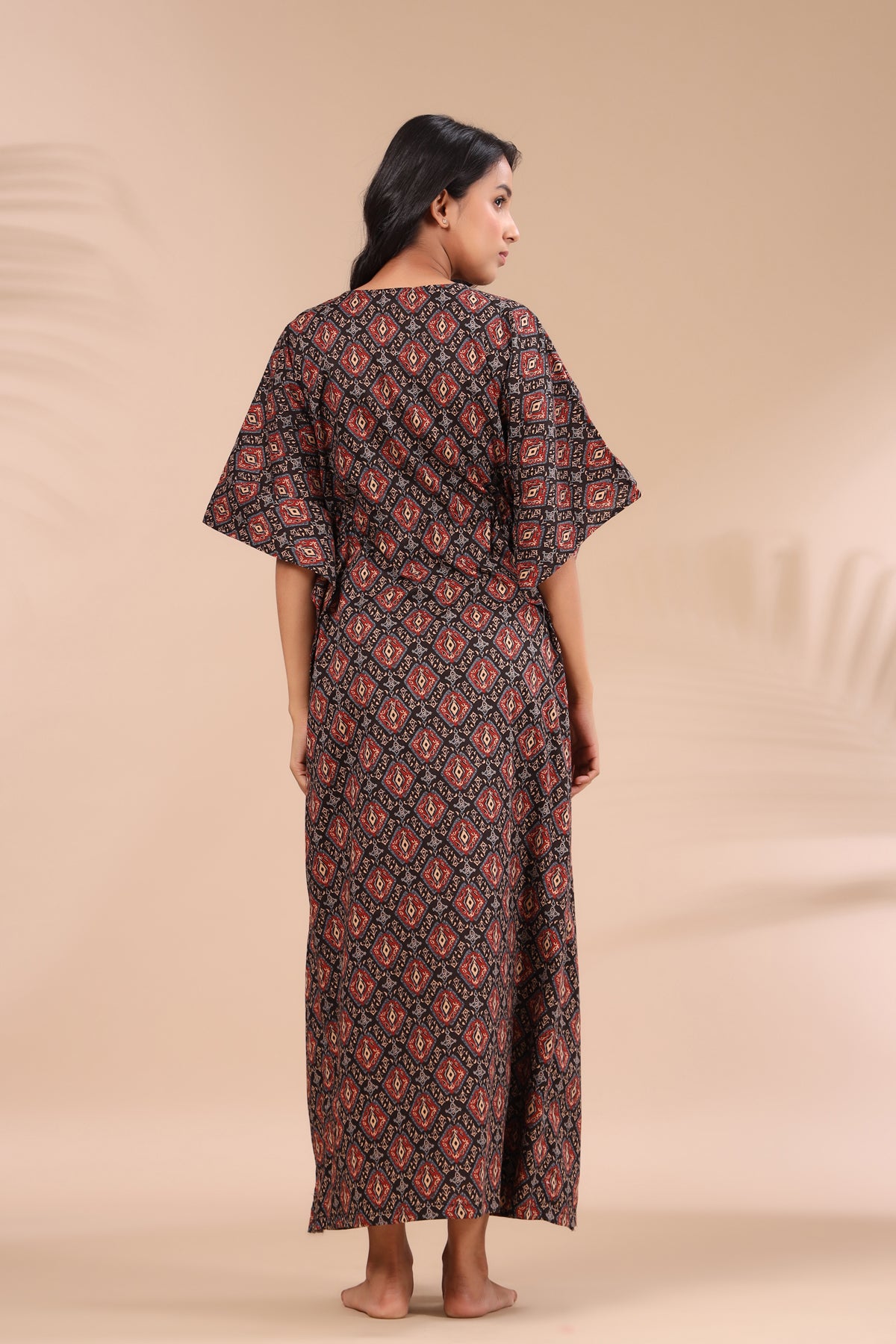 Multicoloured Jaal on Black Kaftan