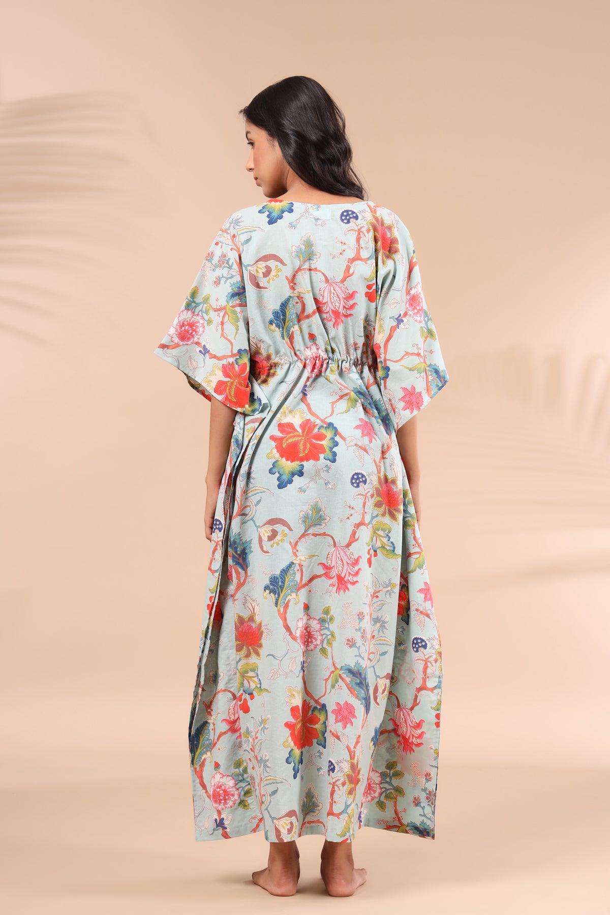 Multicoloured Jaal on Sky Blue Kaftan