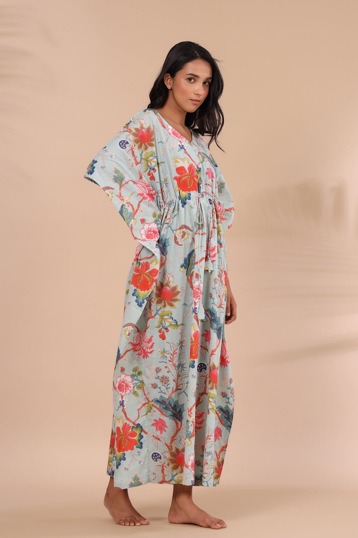 Multicoloured Jaal on Sky Blue Kaftan