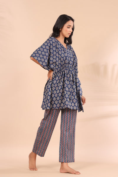 Paisley on Blue Kaftan Pajama Set