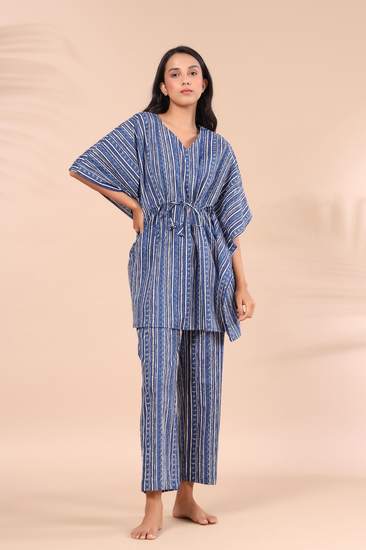 BlueBerry Stripes on Blue Kaftan Pajama