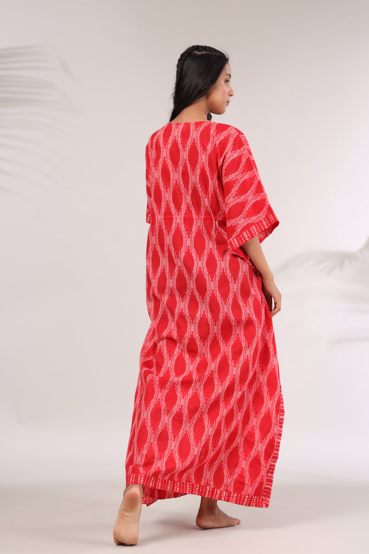 Ikat Shibori on Red Kaftan