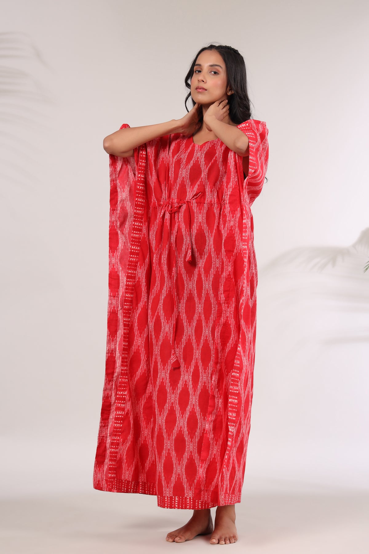 Ikat Shibori on Red Kaftan