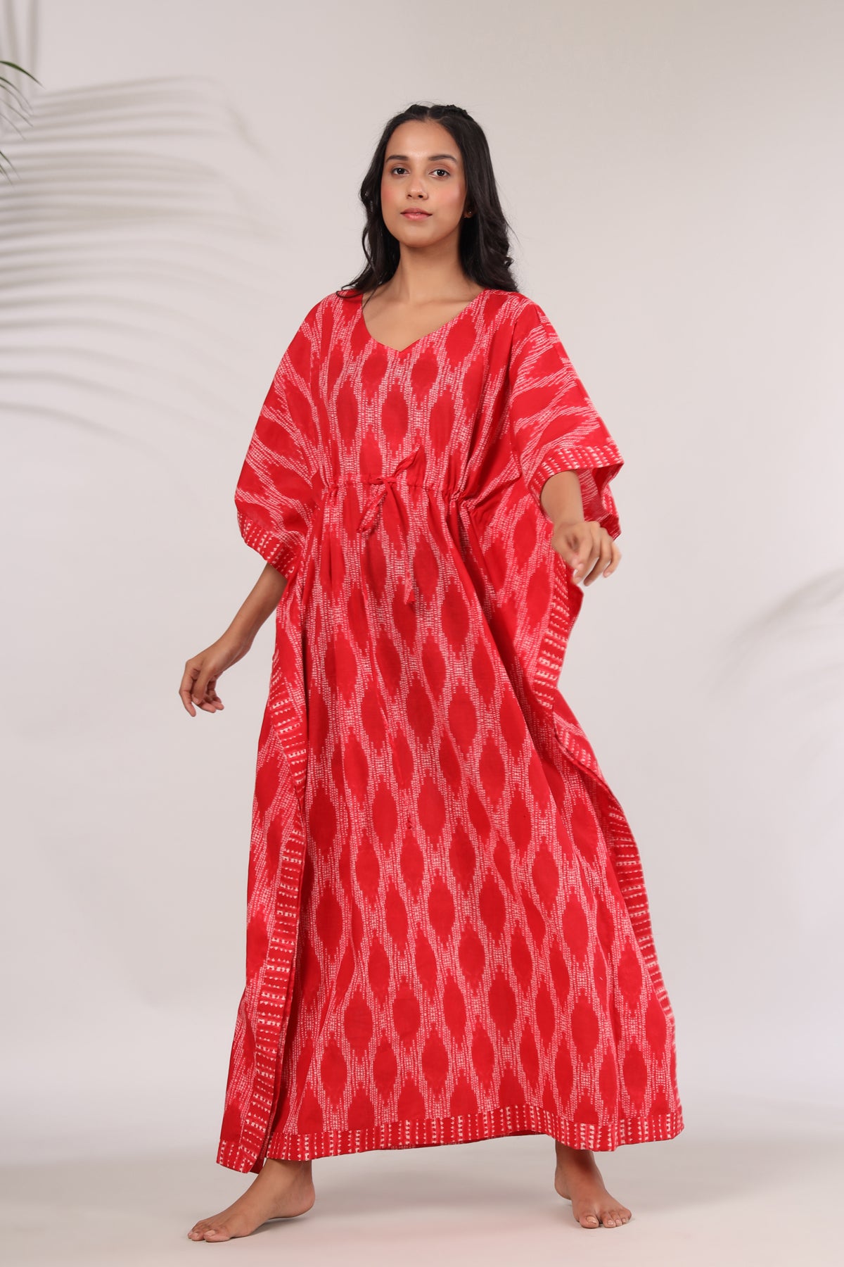 Ikat Shibori on Red Kaftan