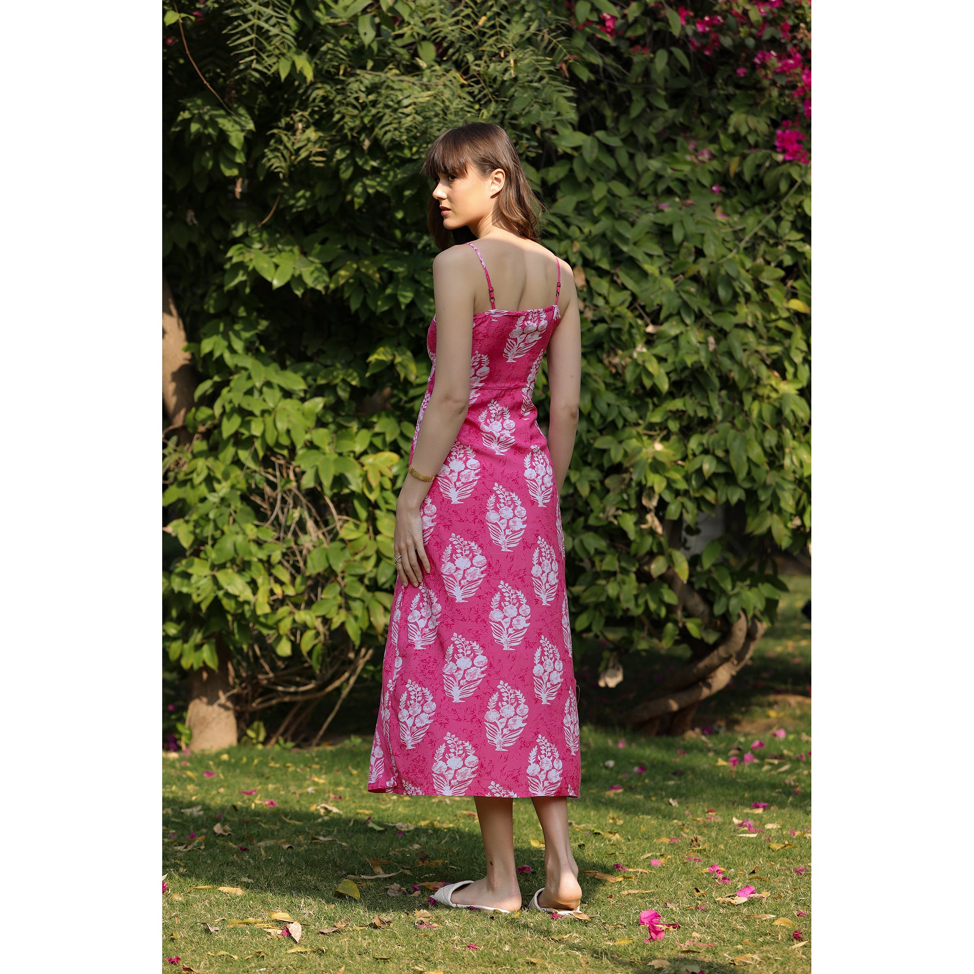 Royal Motif on Pink Silk Dress