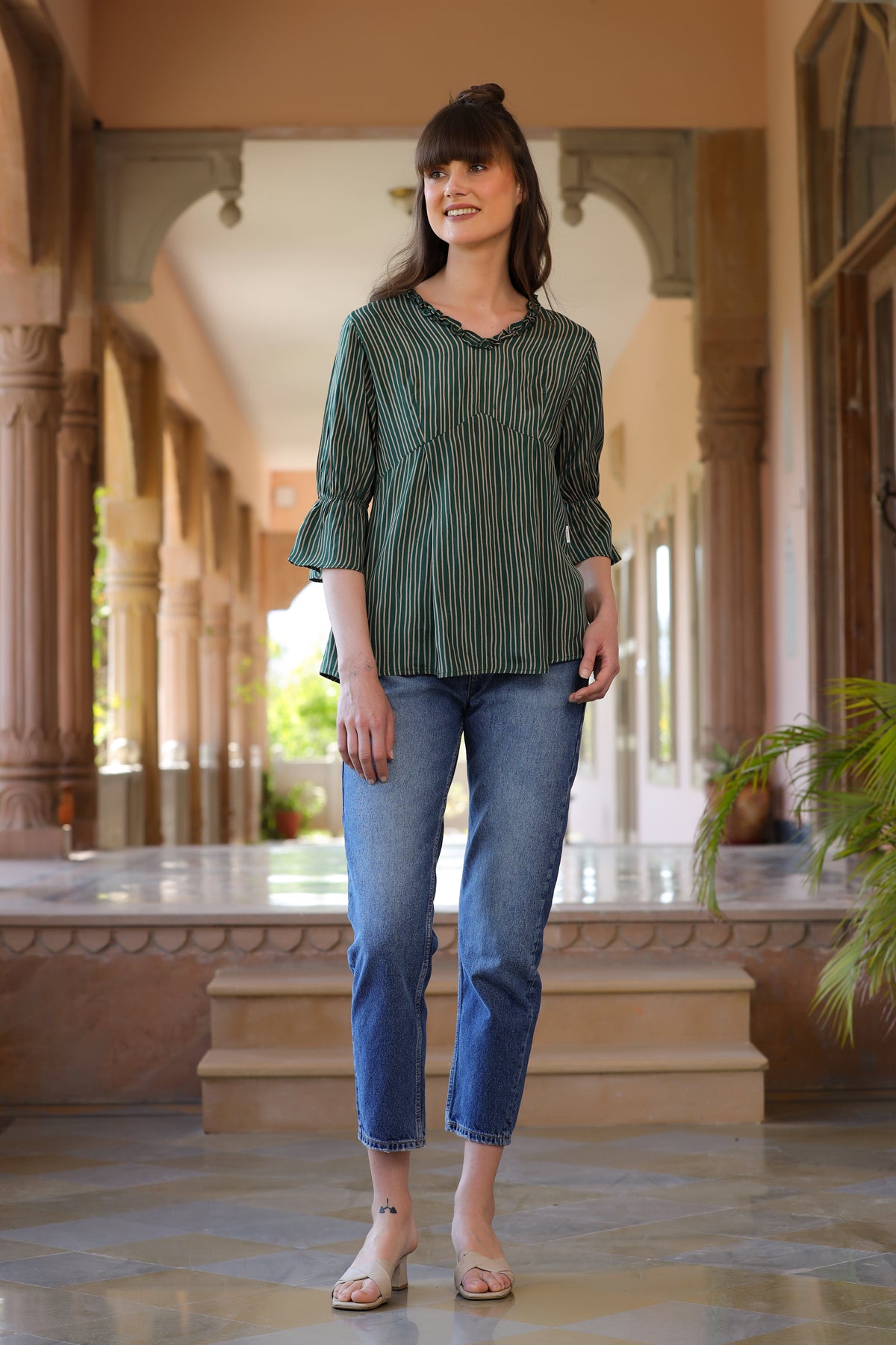 Trail on Green Silk Top