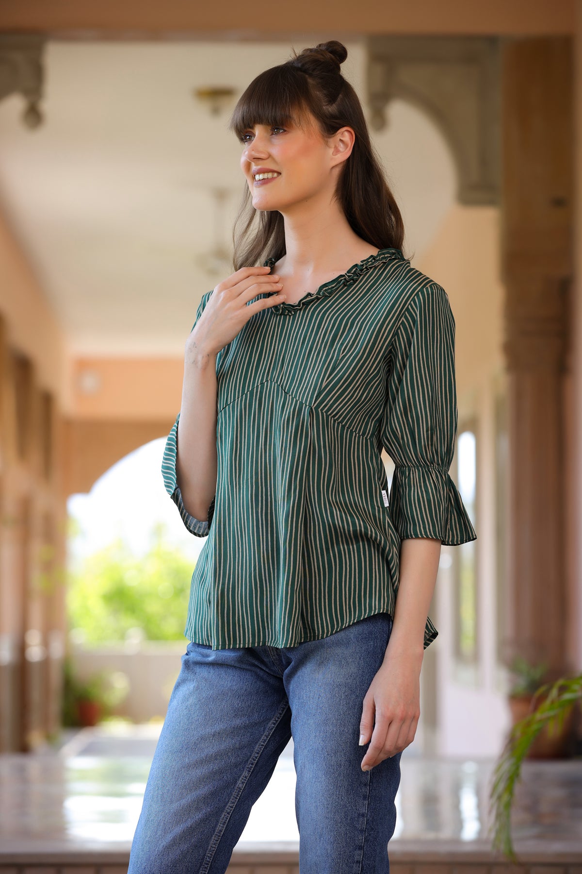 Trail on Green Silk Top