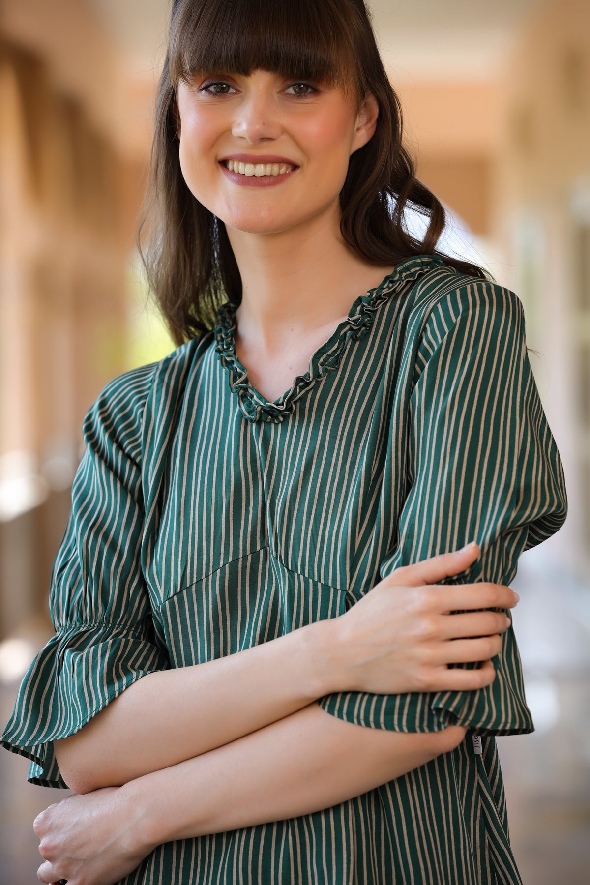 Trail on Green Silk Top