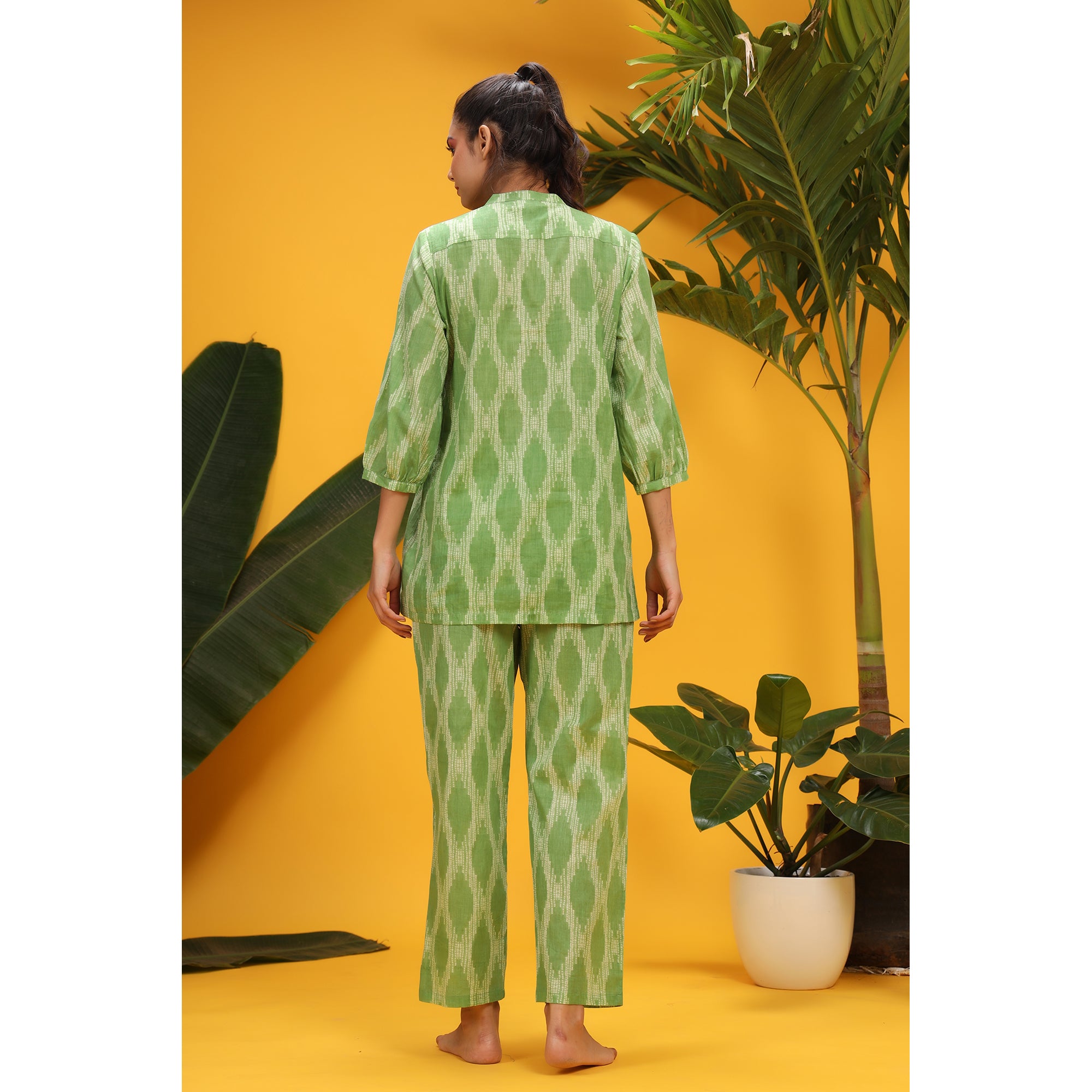 Shibori On Green Loungewear Top Set