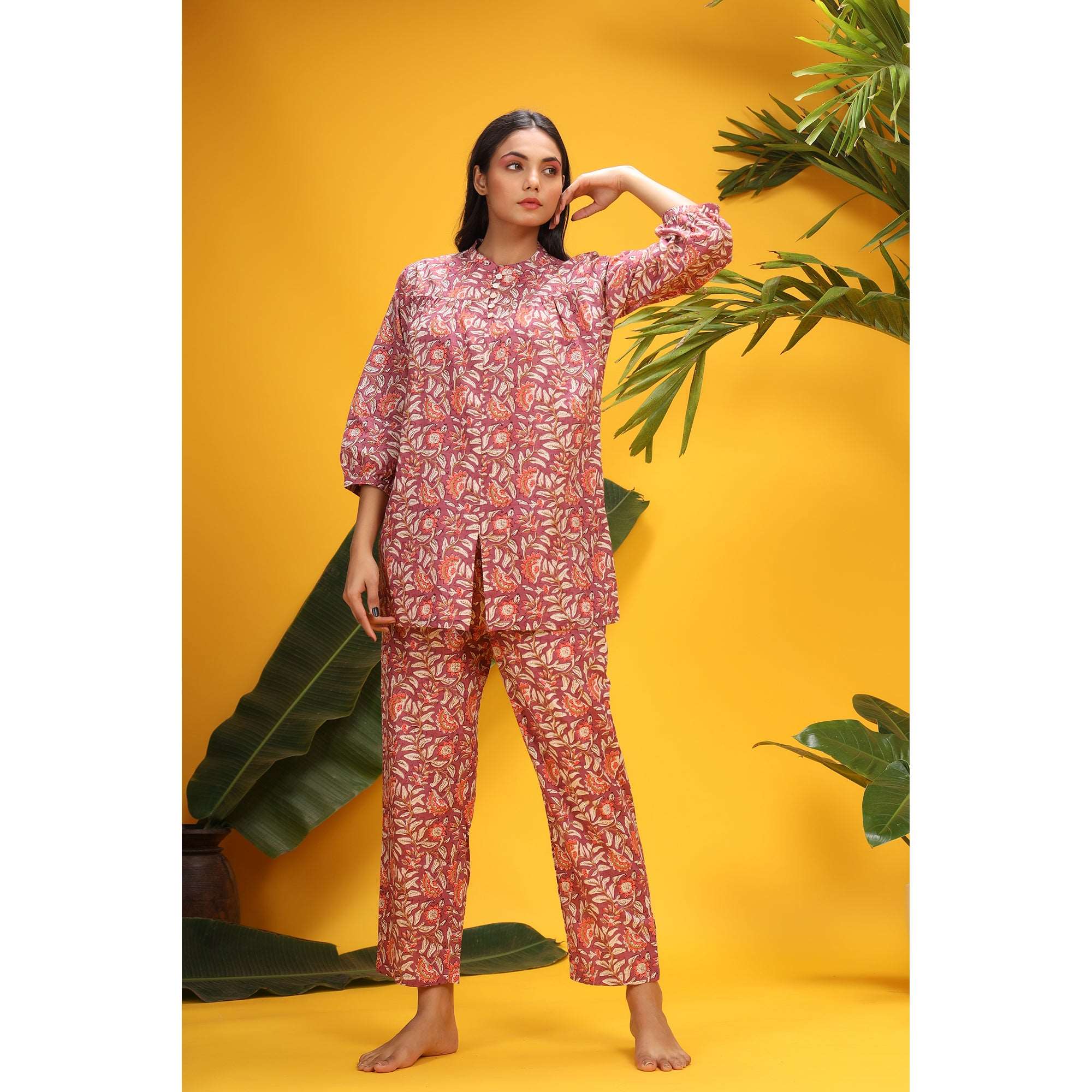 Delicate Jaal On Sangria Loungewear