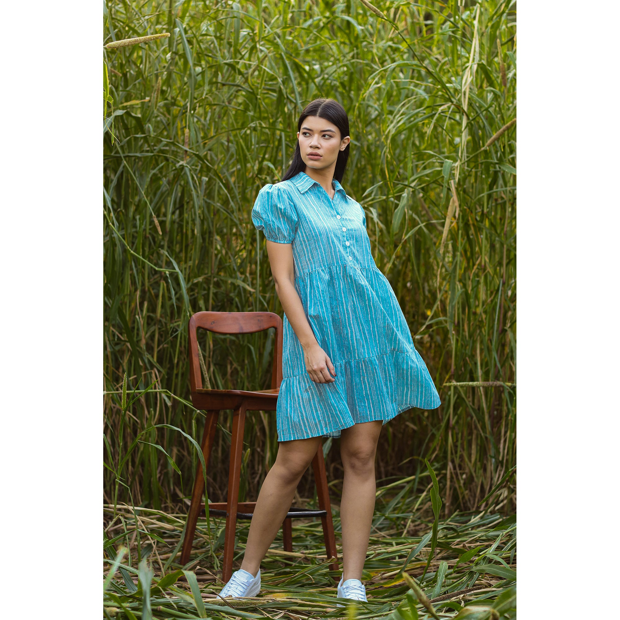 Strokes on Blue Dress