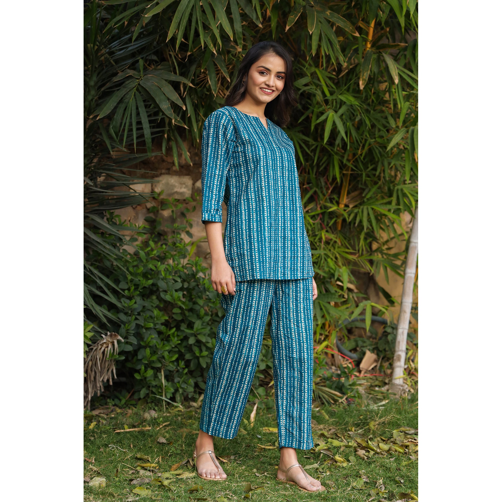 Shibori on Indigo Loungewear Top Set