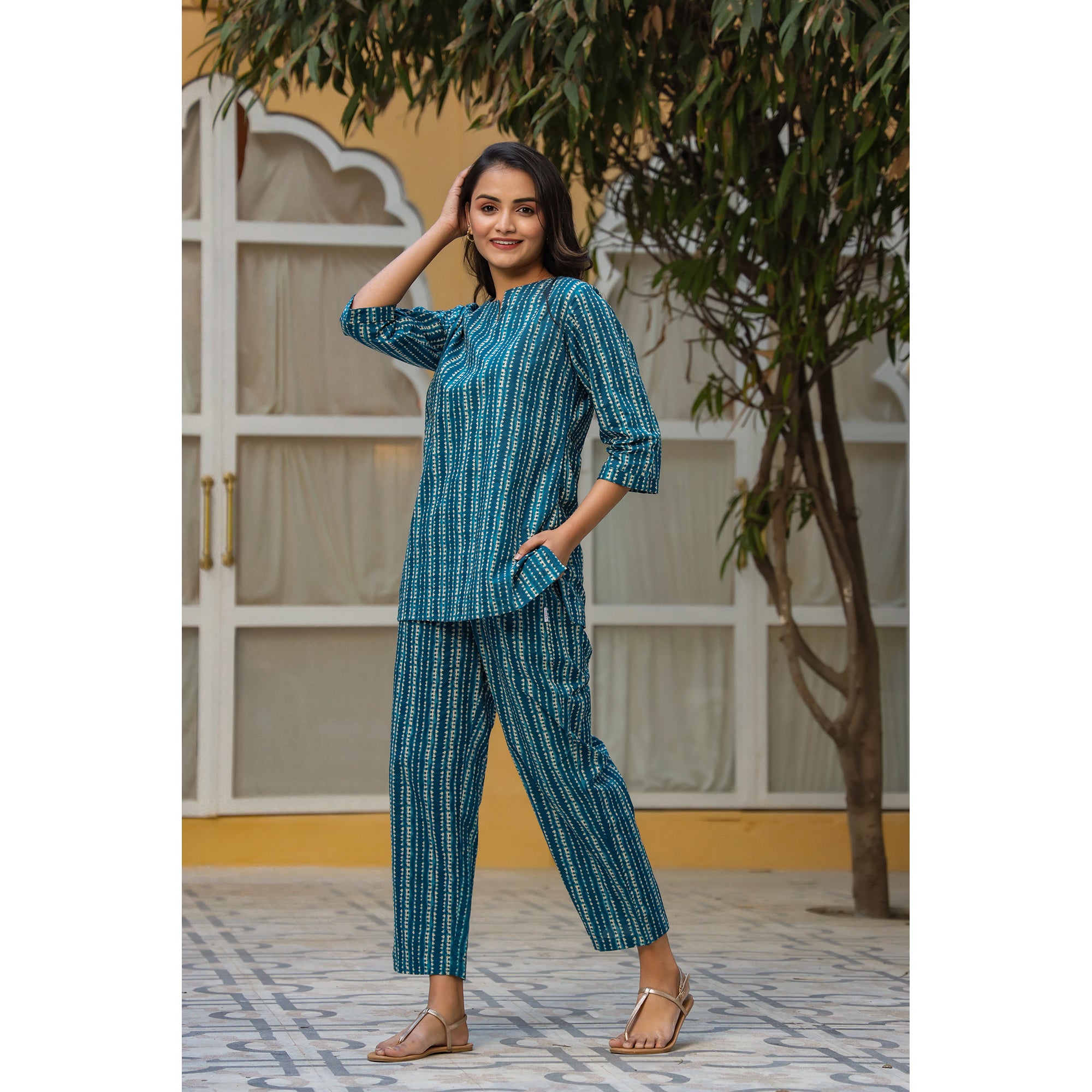 Shibori on Indigo Loungewear Top Set