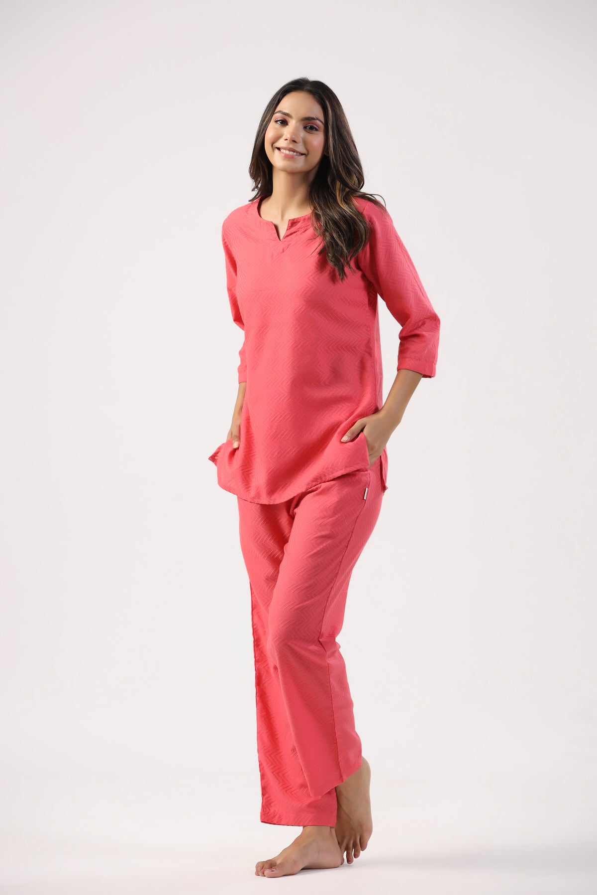 Cranberry Chic Cotton Loungewear Top Set