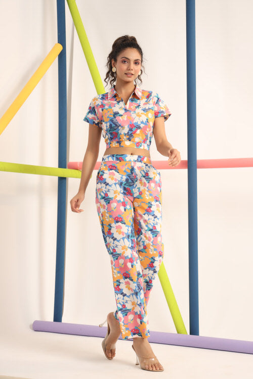 Abstract Bright Floral on Cotton Co-ord Set