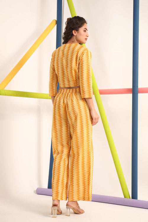 Zigzag Yellow Cotton Co ord Set