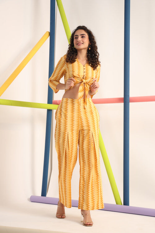 Zigzag Yellow Cotton Co ord Set