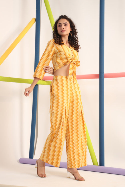 Zigzag Yellow Cotton Co ord Set