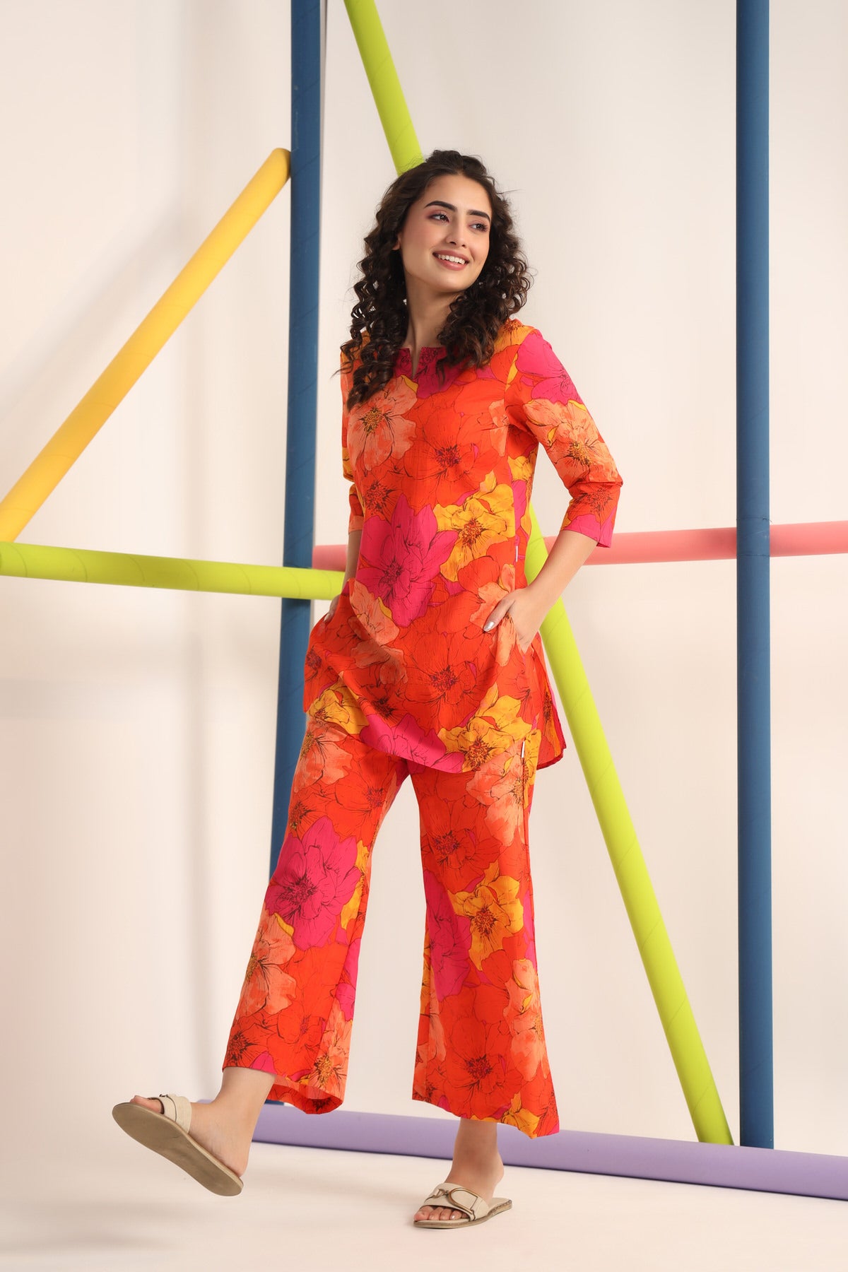 Wildflower Wonder Cotton Palazzo Loungewear Set