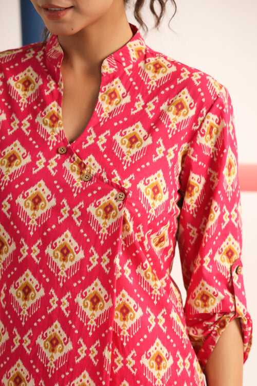 Ikat on Pink Cotton Loungewear Set