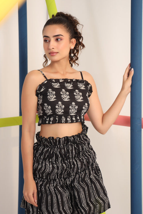 Sassy Black Cotton Skirt Set