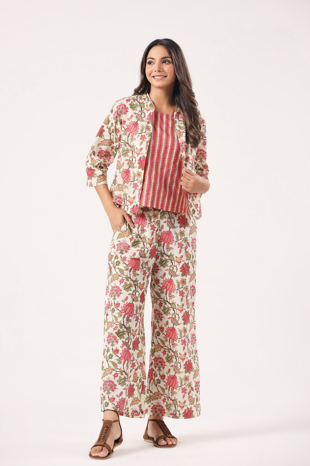 Sangria Splendor Cotton Three Piece Set