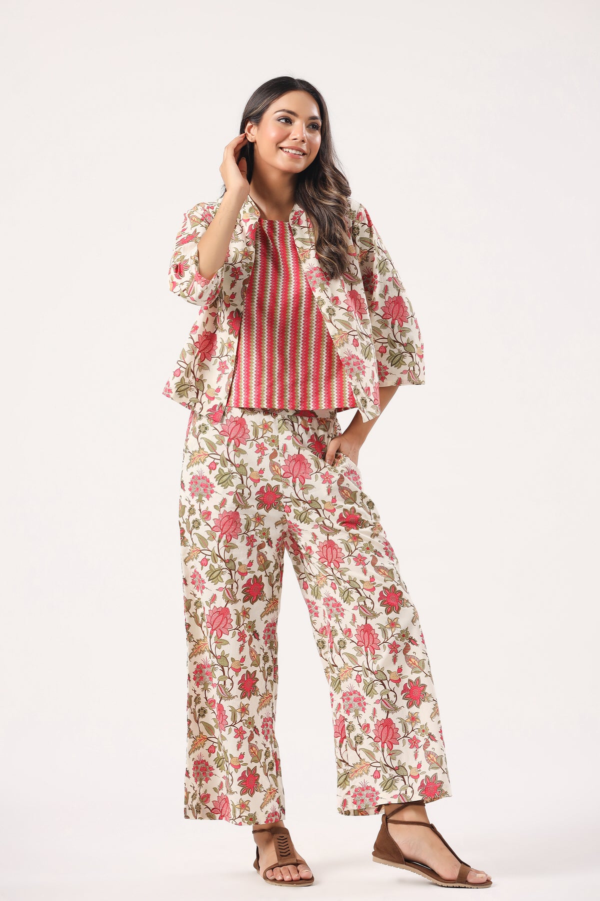 Sangria Splendor Cotton Three Piece Set