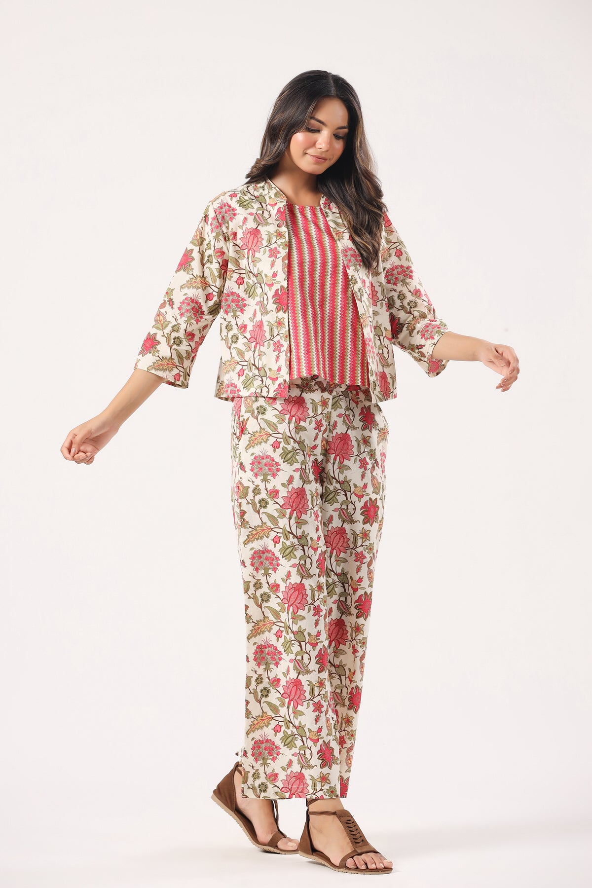 Sangria Splendor Cotton Three Piece Set