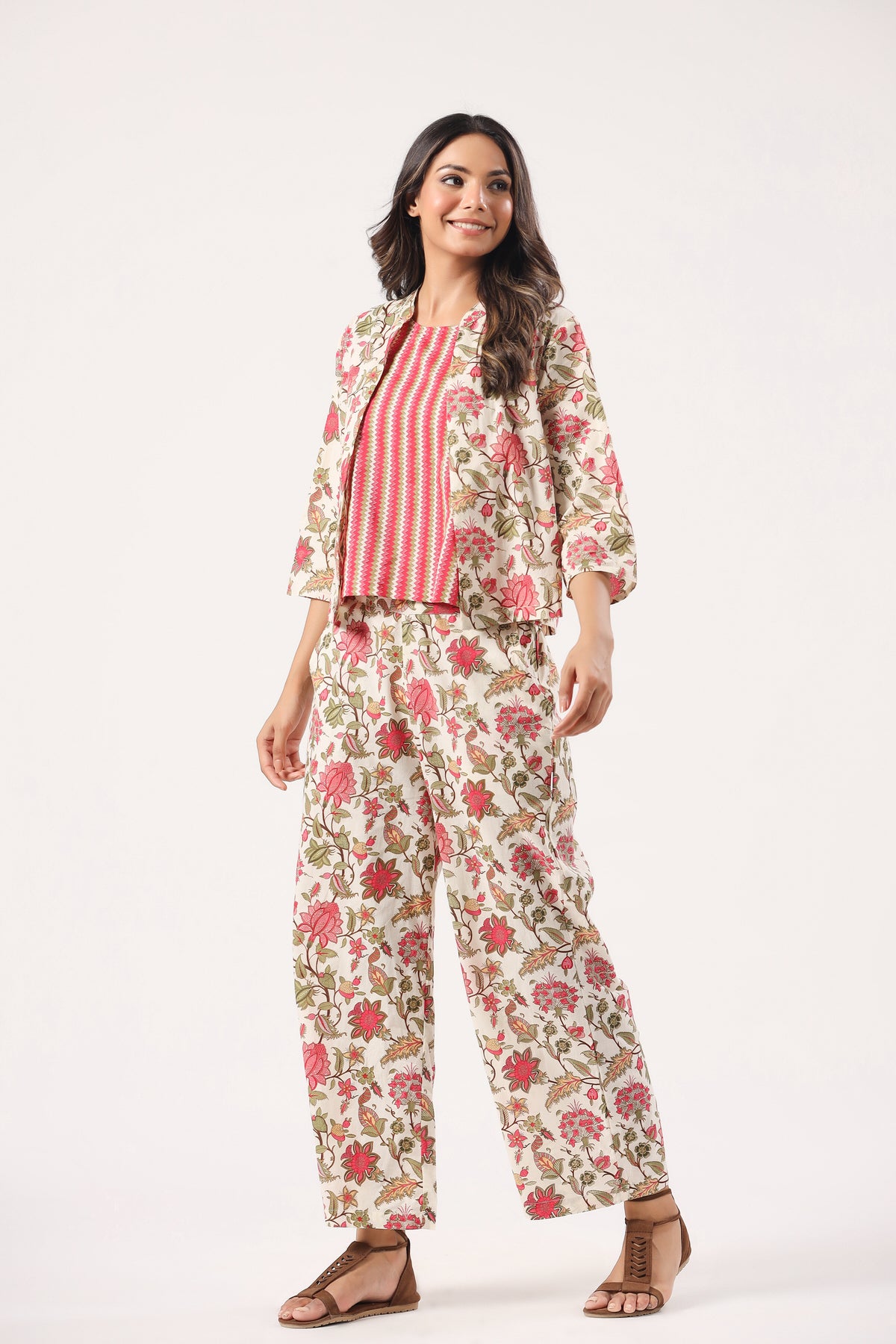 Sangria Splendor Cotton Three Piece Set