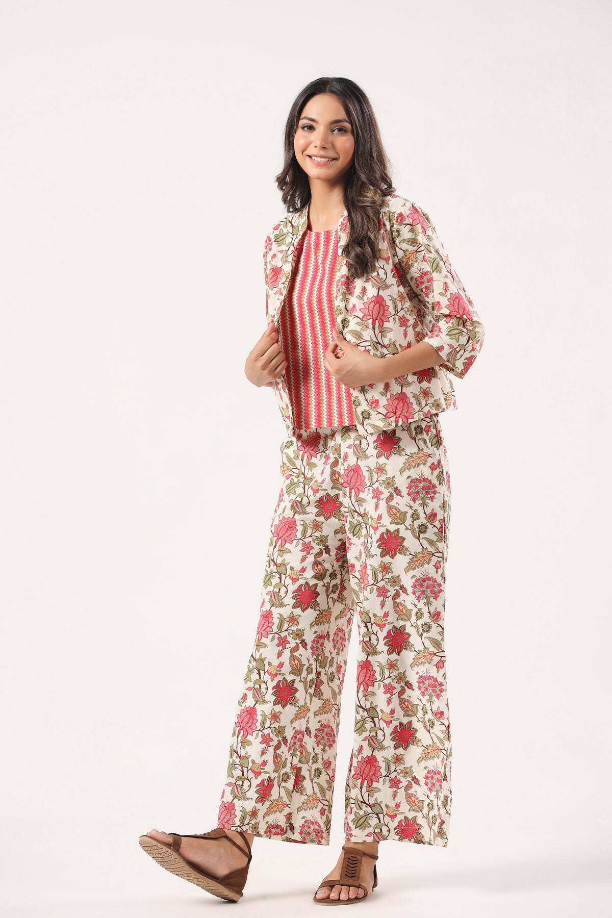 Sangria Splendor Cotton Three Piece Set