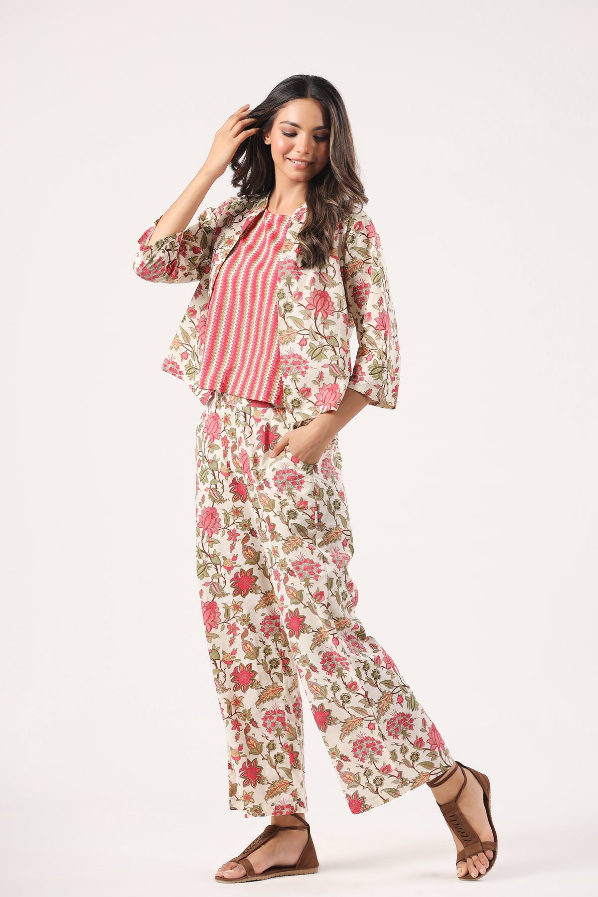 Sangria Splendor Cotton Three Piece Set