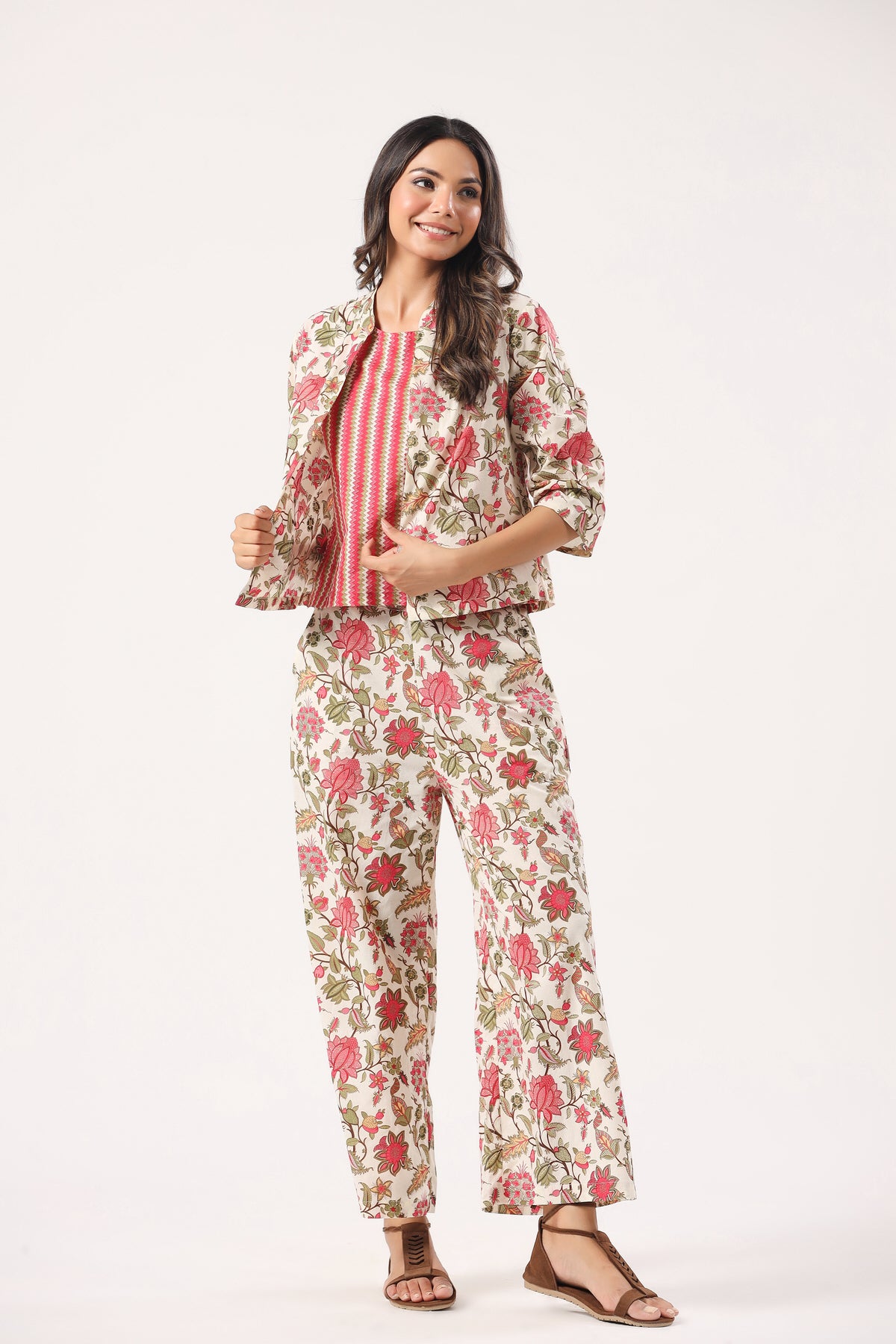 Sangria Splendor Cotton Three Piece Set