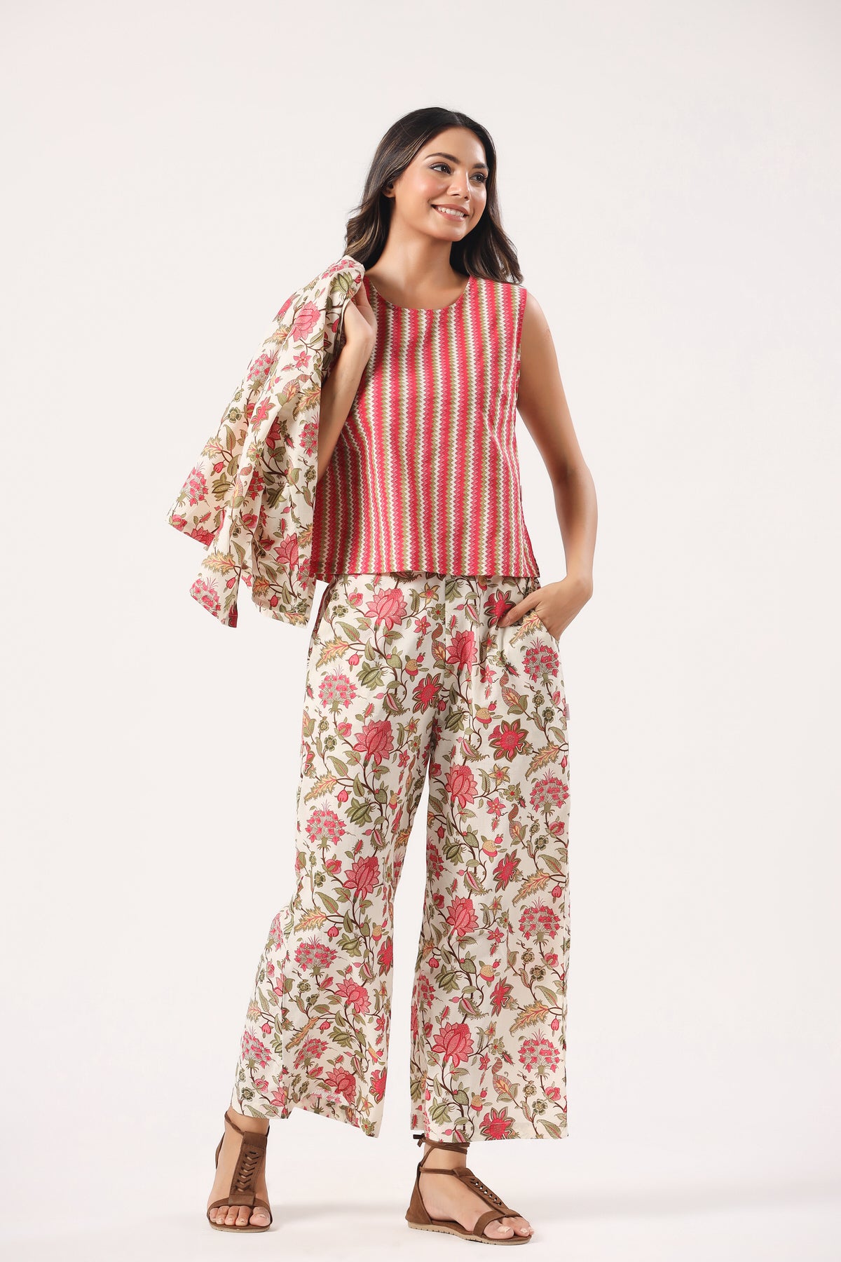 Sangria Splendor Cotton Three Piece Set