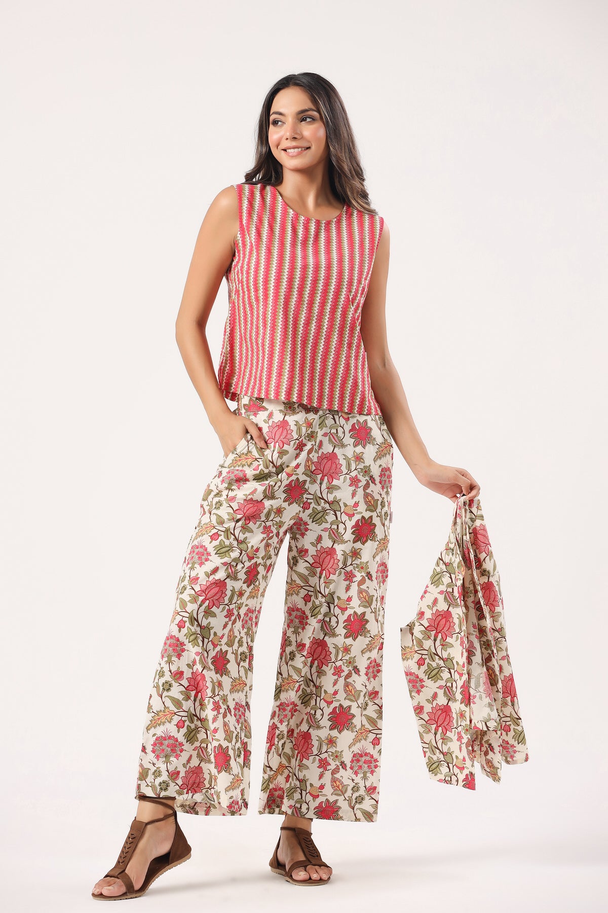 Sangria Splendor Cotton Three Piece Set