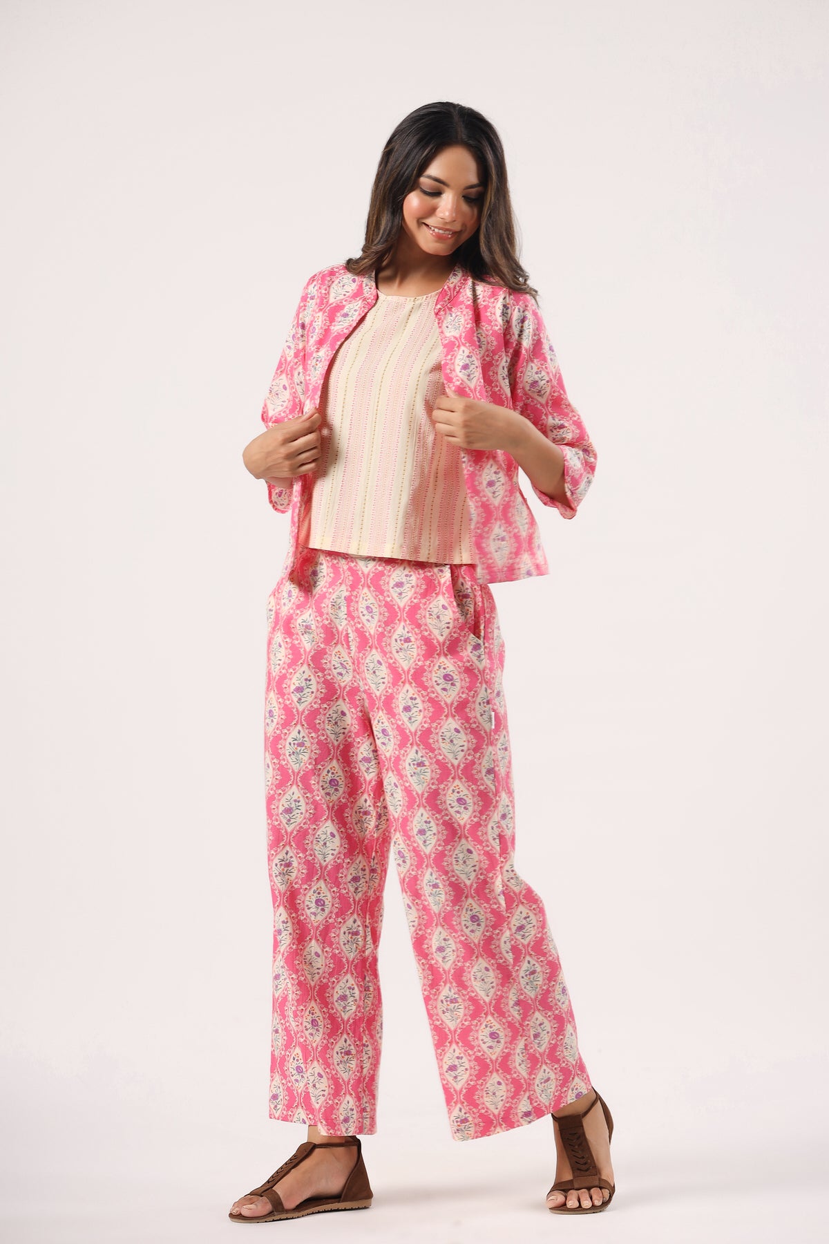 Pink Petal Perfection Cotton Three Piece Set