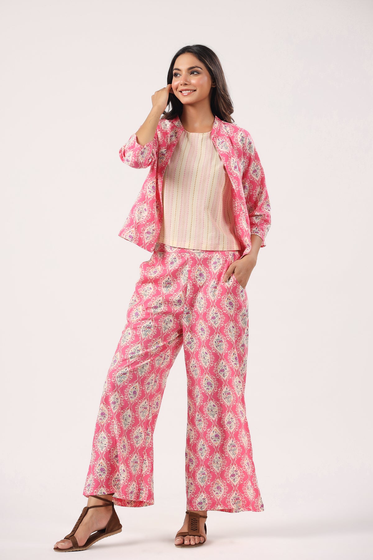 Pink Petal Perfection Cotton Three Piece Set