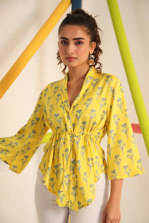 Daffodil Yellow Silk Top