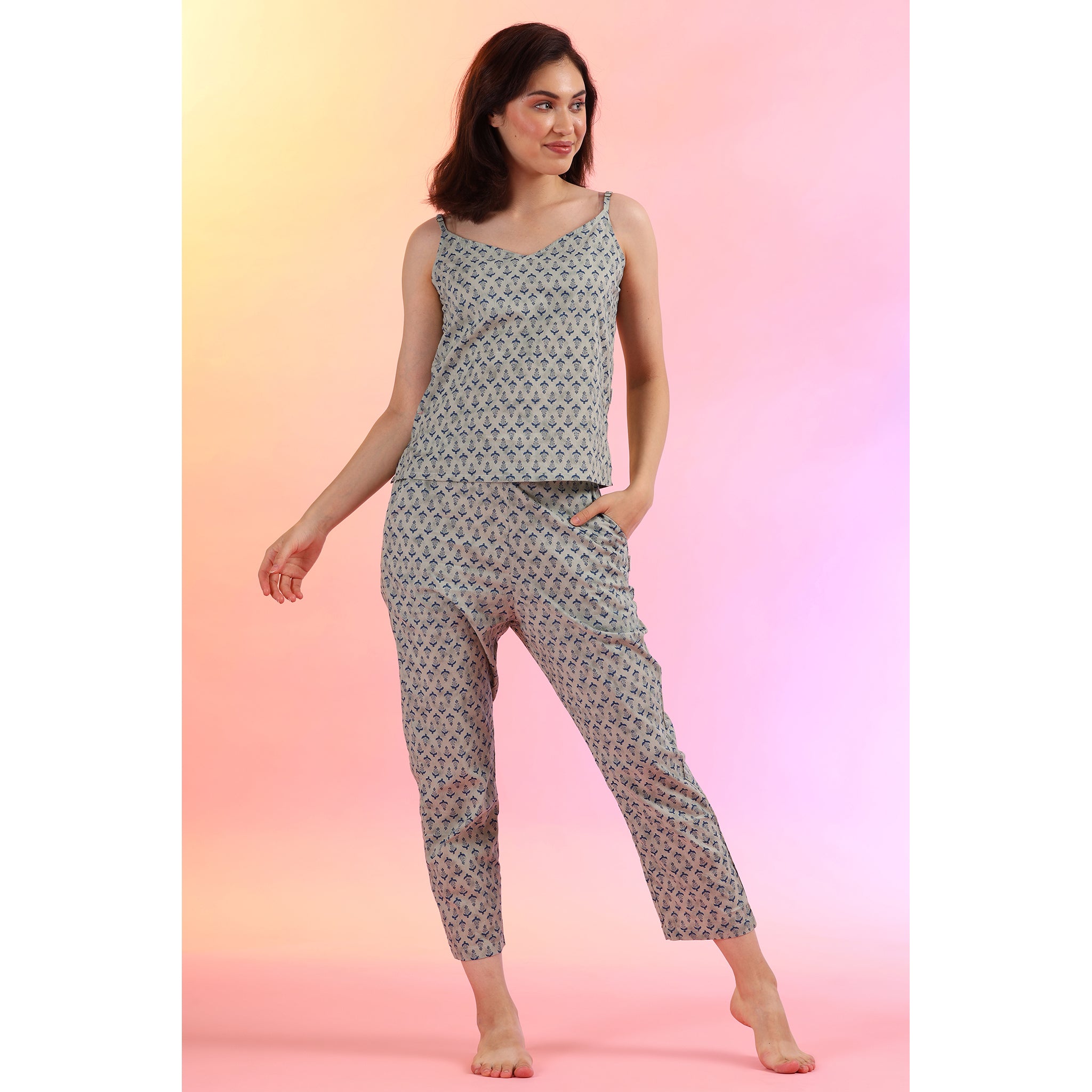 Motifs on Grey Loungewear Set