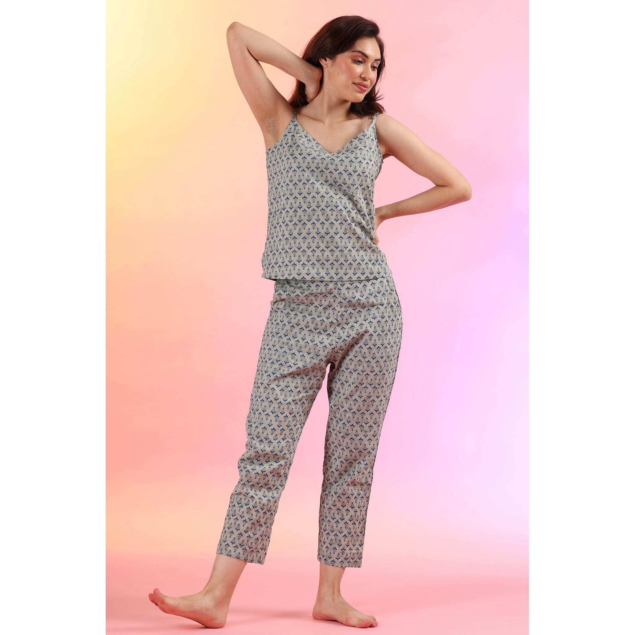 Motifs on Grey Loungewear Set