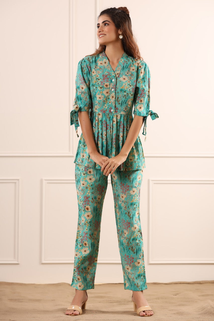 Aqua Life Silk Co-ordinate Set