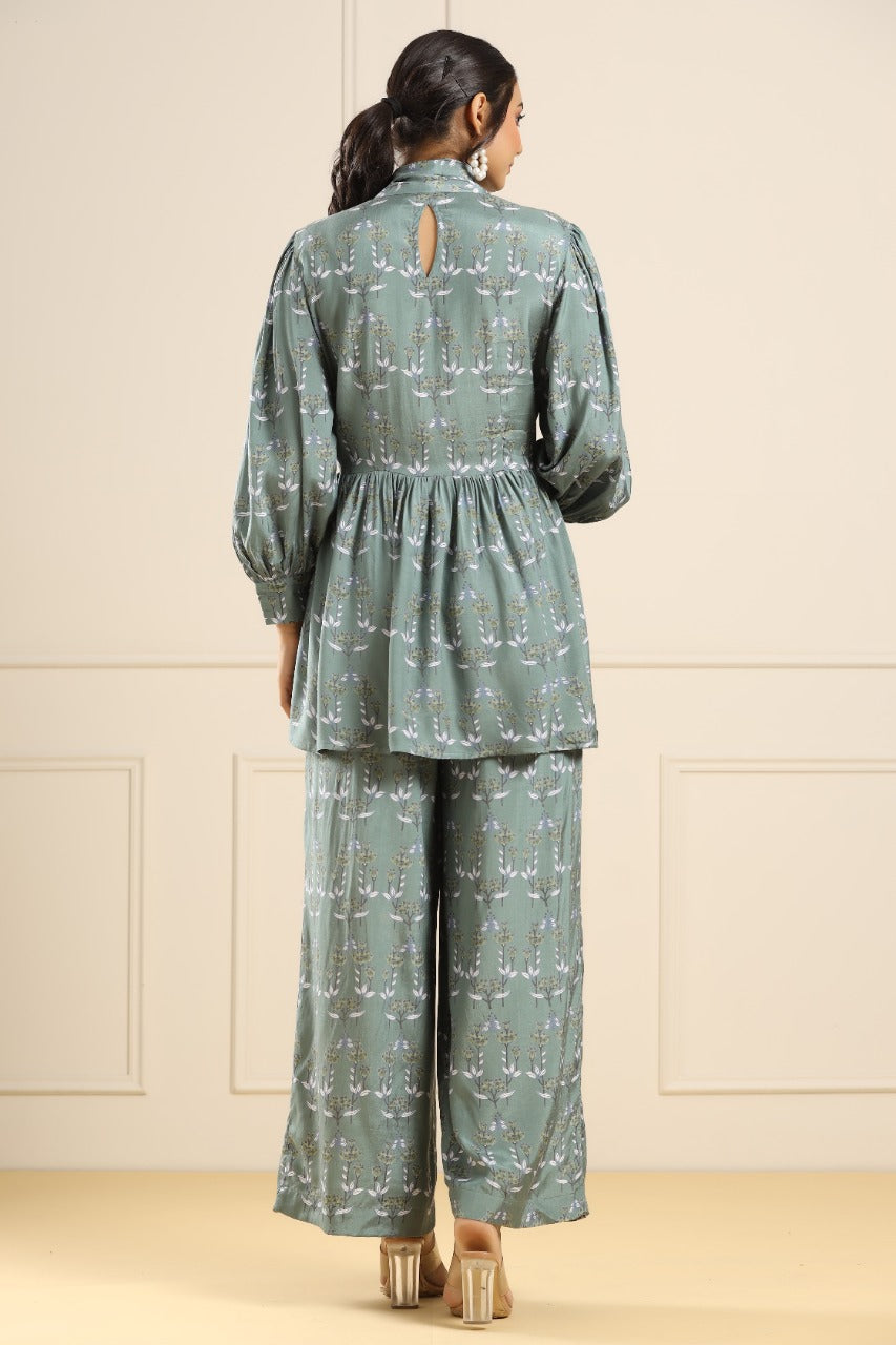 Sacred Forrest on Green Silk Co-ord Set