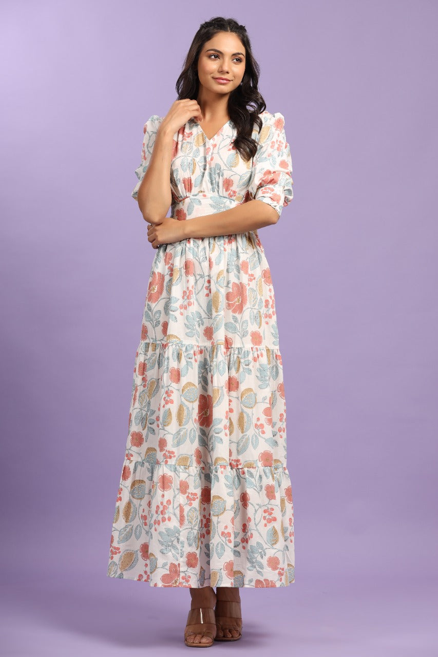 Winsome White Cotton Maxi Dress