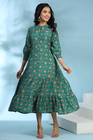 Teal Slumber Silk MIDI Dress