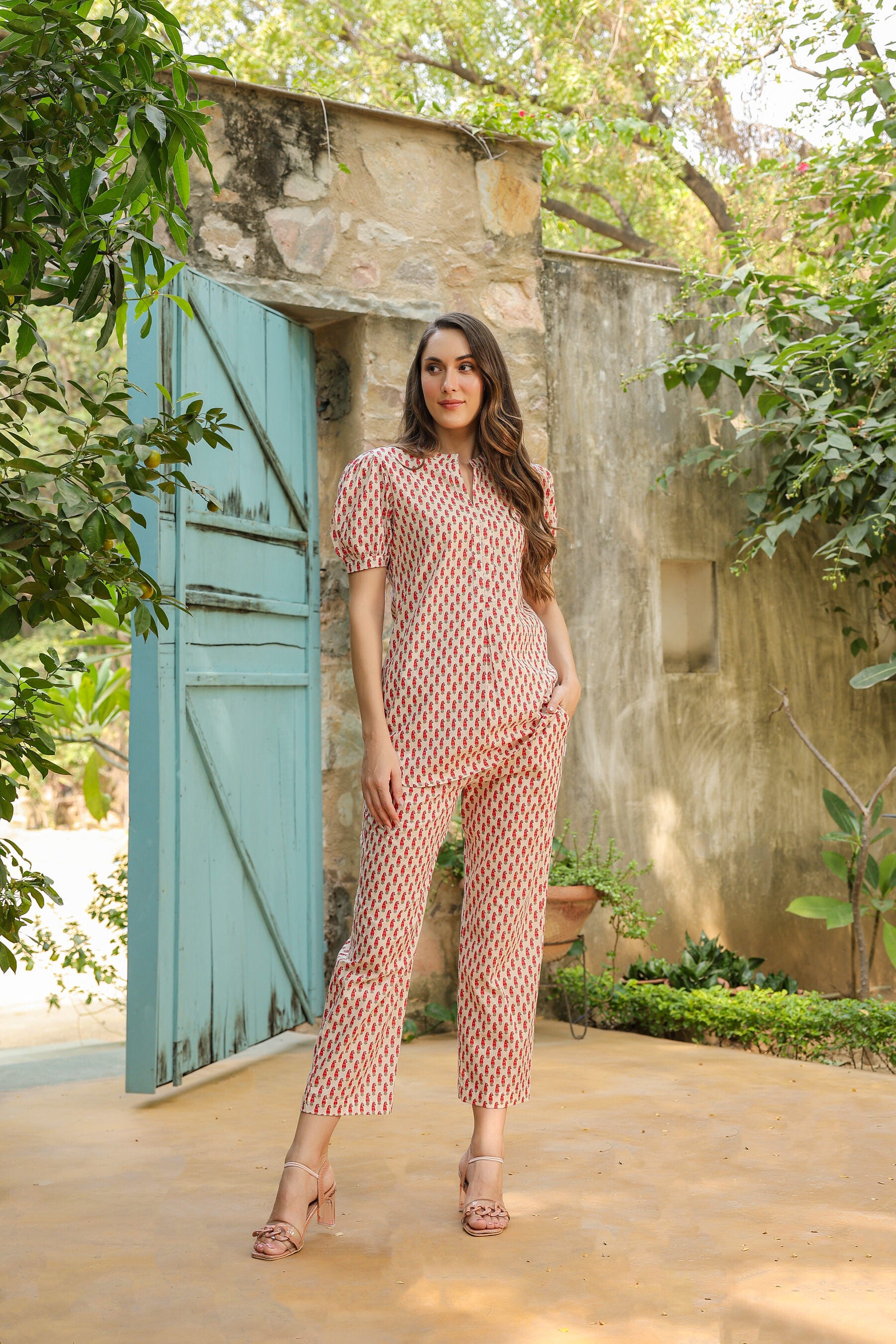 Moroccan mosaic cotton Loungewear Top Set