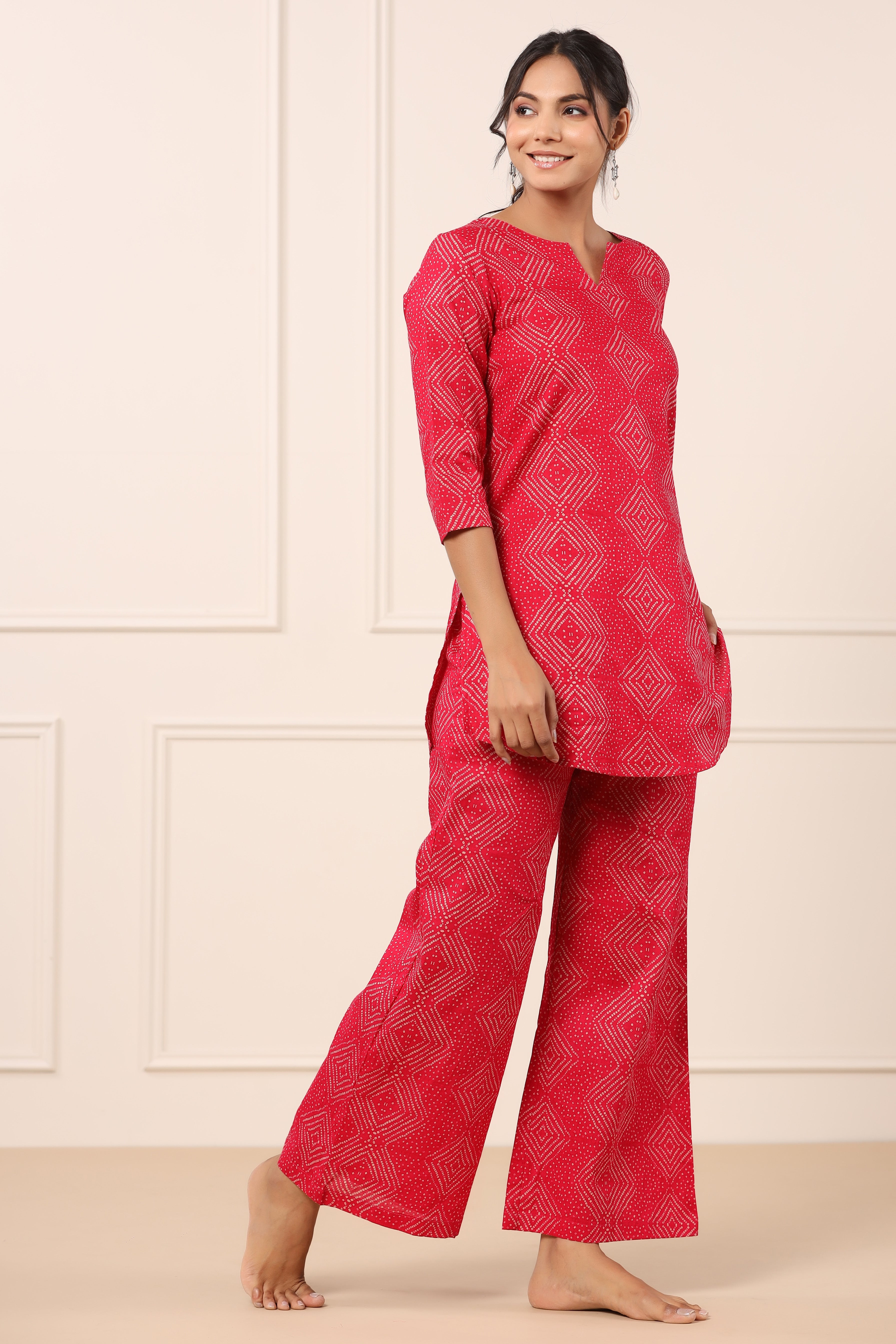 Zig-Zag Bhandani on Pink Palazzo Loungewear Set