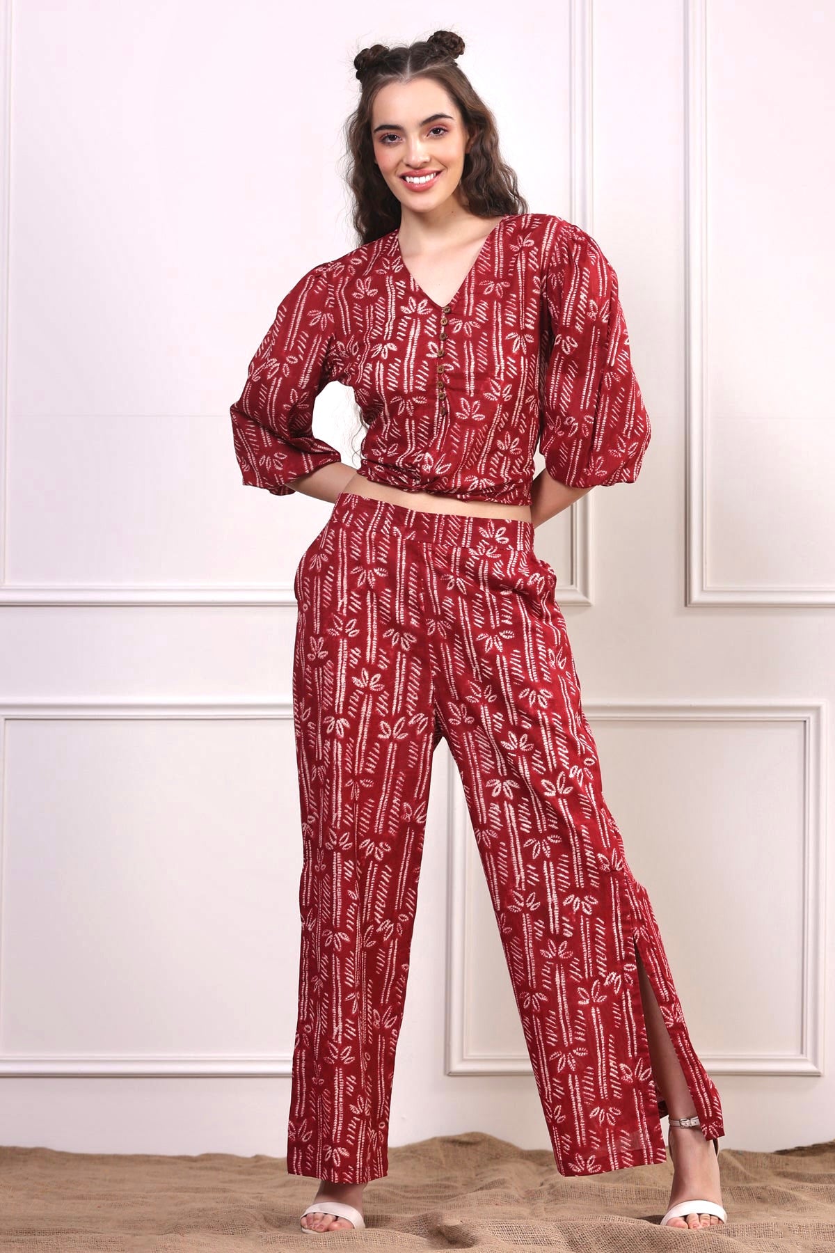 Bloom Maroon Co-ordinate Set